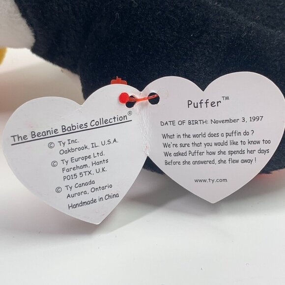 TY Beanie Babies "Puffer" The Puffin 8" Plush Toy Bird Collectible 1997 NWT - Picture 5 of 6